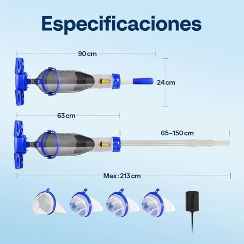 Thumbnail 6 de VIVOHOME limpiafondos de piscina inalámbrico 70 LPM con pértiga telescópica 213 cm