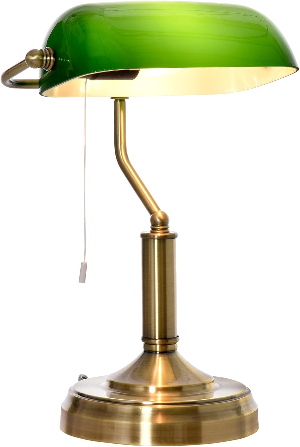 Detalle de HOMCOM Banker's Table Lamp with Glass Shade Green