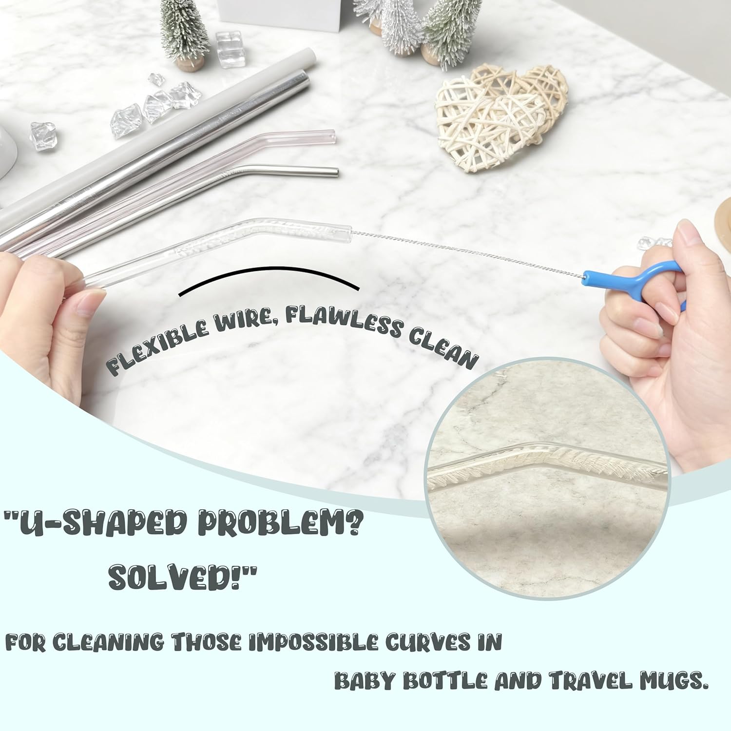 Thumbnail 3 de Straw Cleaner Brush for Baby Bottles with Nylon Bristles and Stainless Steel Wires
