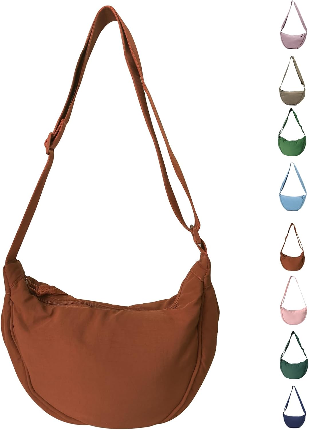 Detalle de LOCCY Crescent Bag for Women: Nylon Dumpling Crossbody with Adjustable Strap