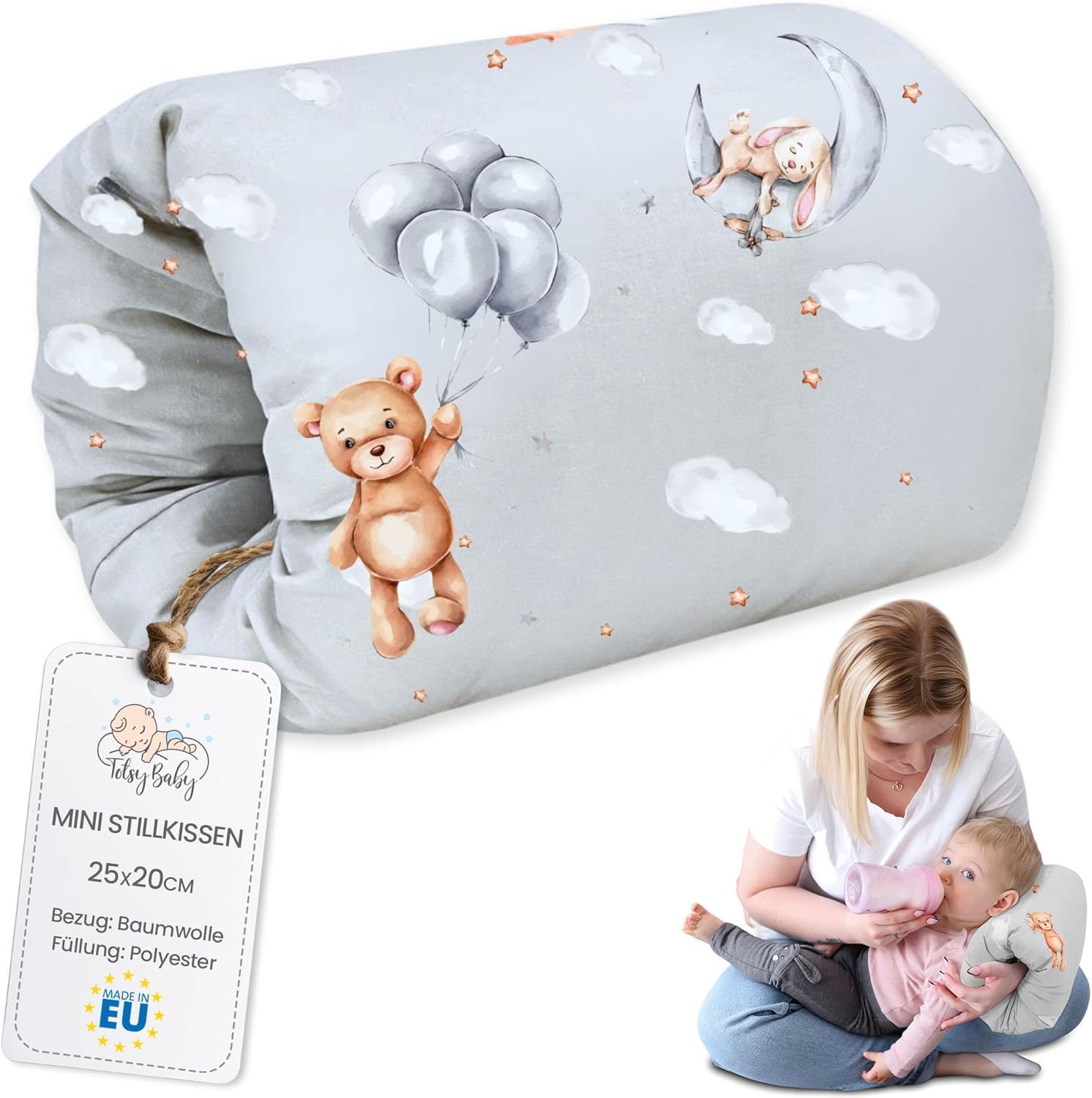 Totsy Baby Coussin d’allaitement bébé 20 cm (cousinettes de brassard) – coton respirant, lavage à 30 °C