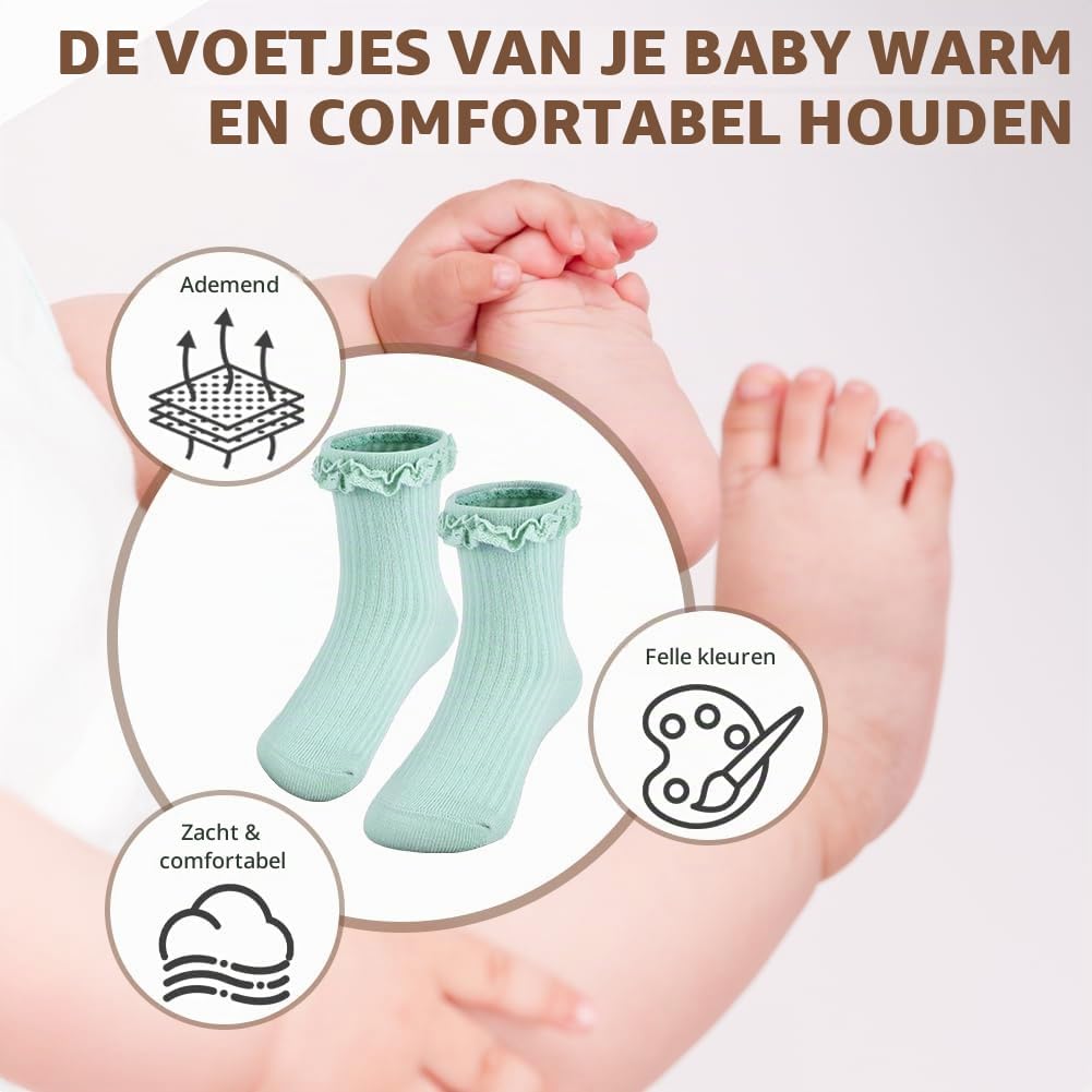 Thumbnail 3 de Aolso antislipsokken voor baby’s en kinderen van katoen met ruches