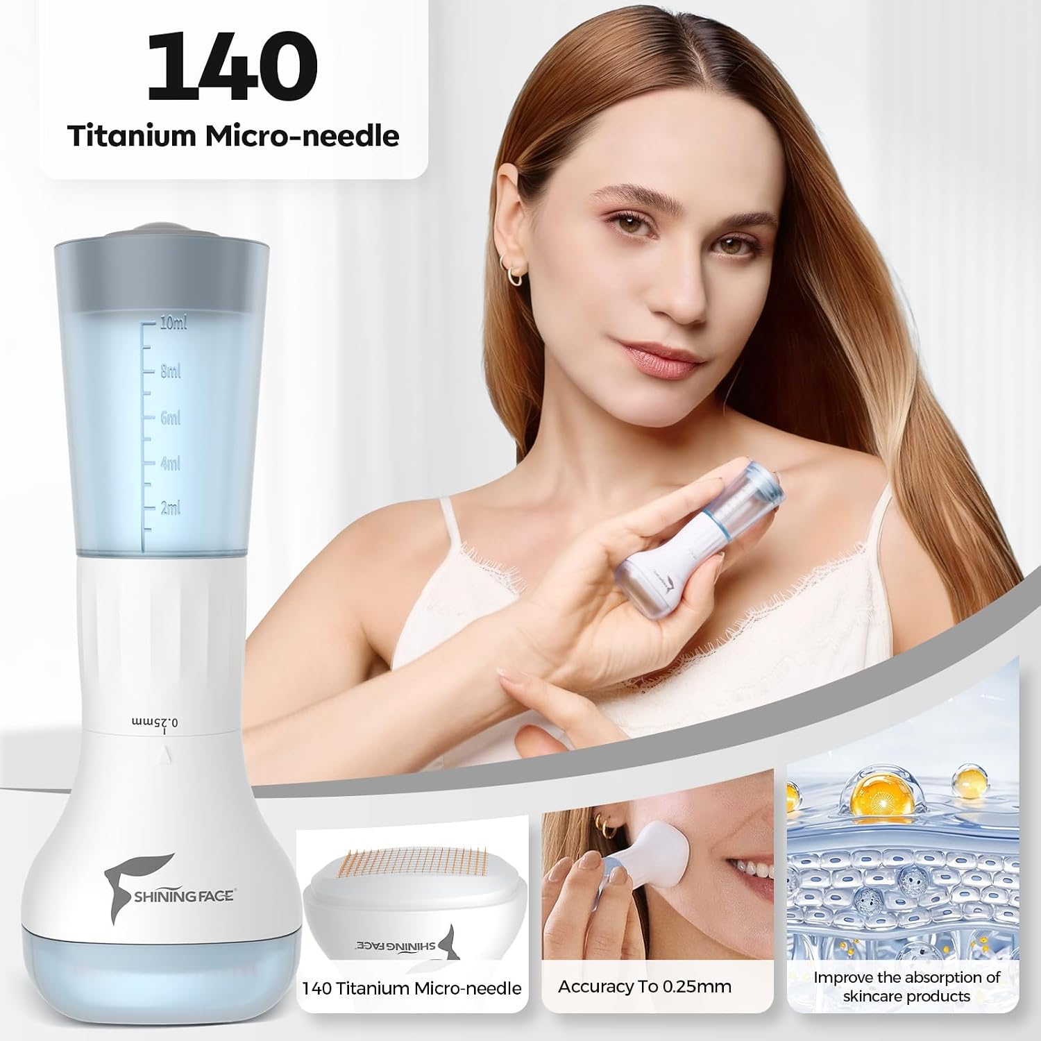 Thumbnail 2 de SHINING FACE Micro Infusion System for Face & Neck: 3-Month Kit with 0.25mm Stamp and Serum