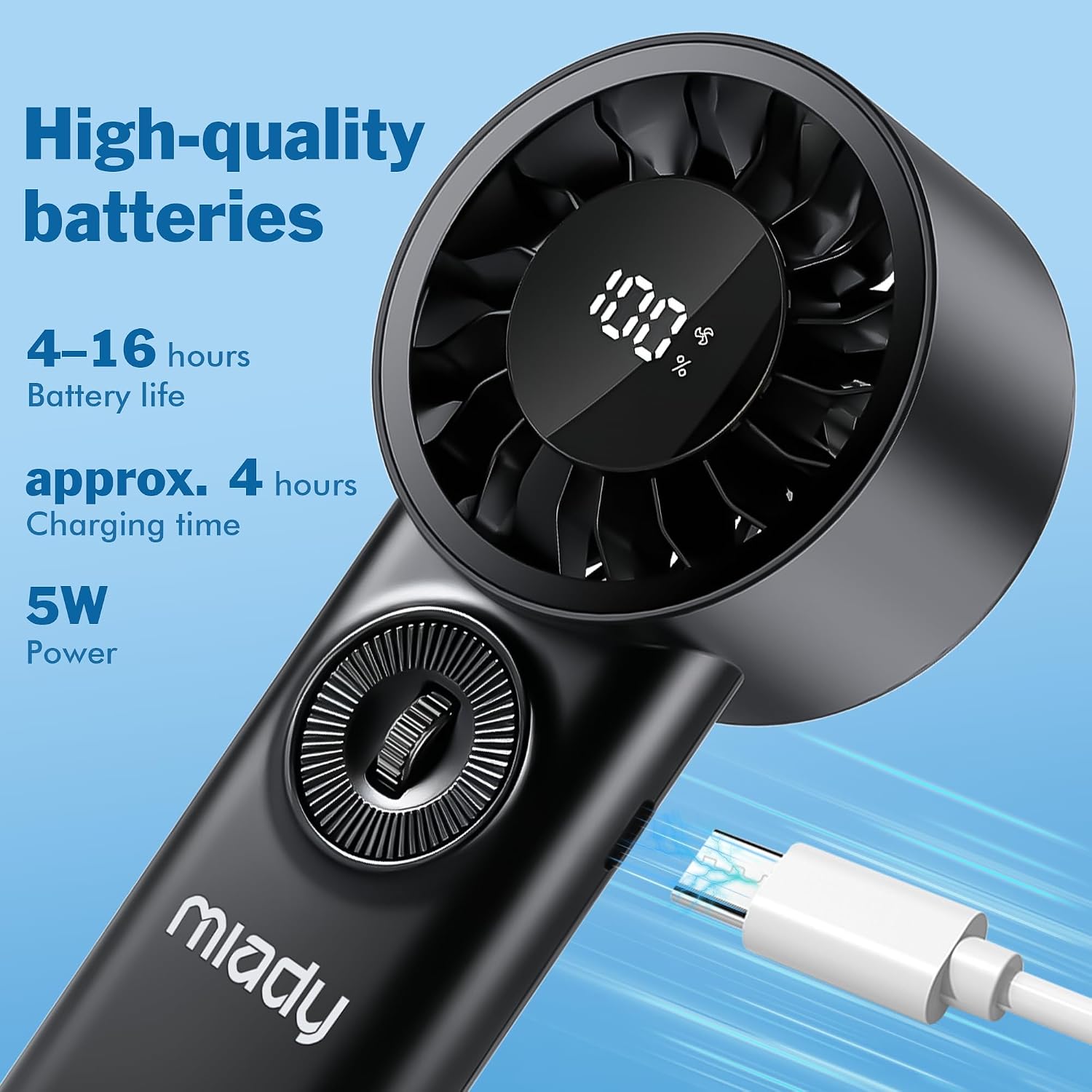 Thumbnail 2 de Miady 2 Pack Handheld Fan with 100-gear Roll Control and LED Display