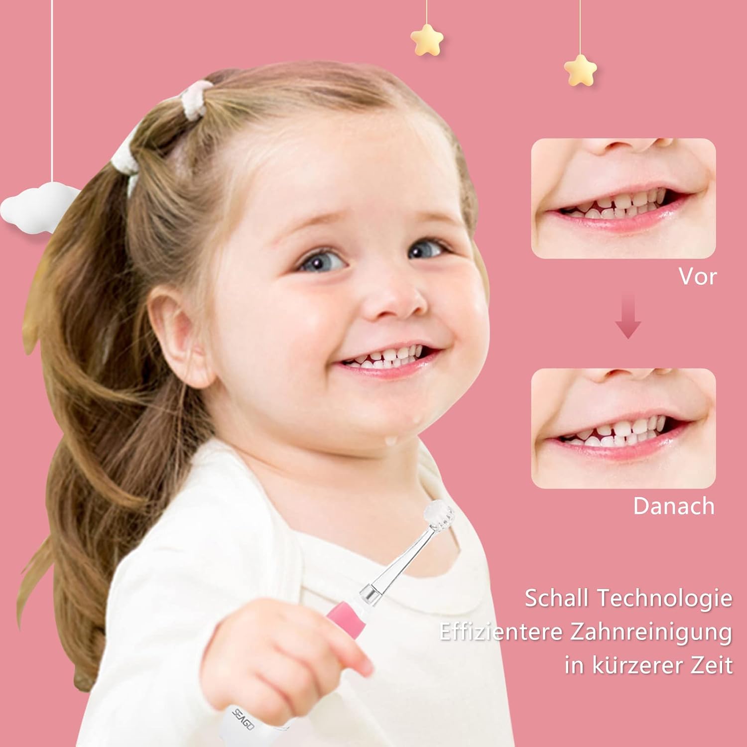Detalle 2 de Seago SG-513 Elektrische Zahnbürste für Kinder 0–3 Jahre – sicher, sanft und spielerisch