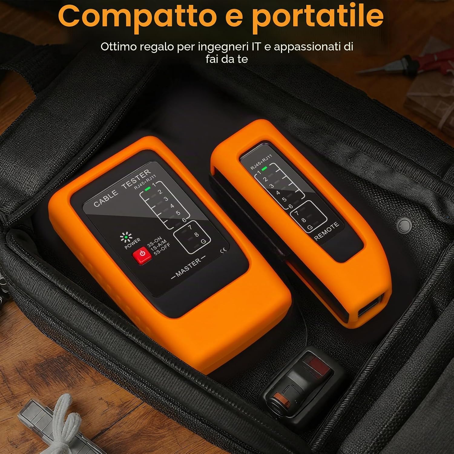 Detalle de Hiija Tester Cavi di Rete RJ45 RJ11 con test PoE fino a 300 m – Diagnosi guasti e lunghezza cavo