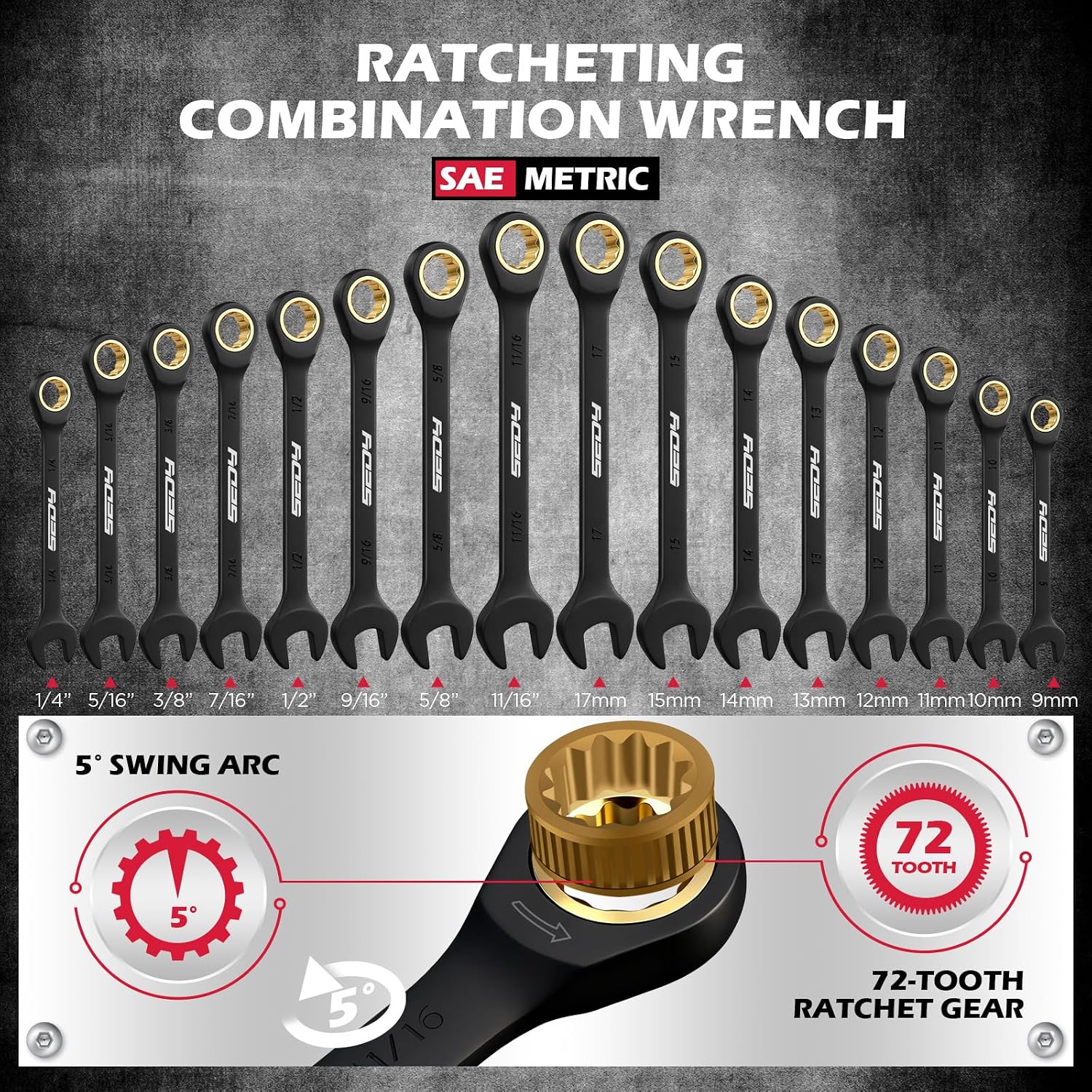Thumbnail 1 de Premium 132-Piece Mechanics Tool Set (SAE/Metric, 1/4" & 3/8" Drive) with Quick-Release Ratchet, Extensions, Adapters, and Storage Case
