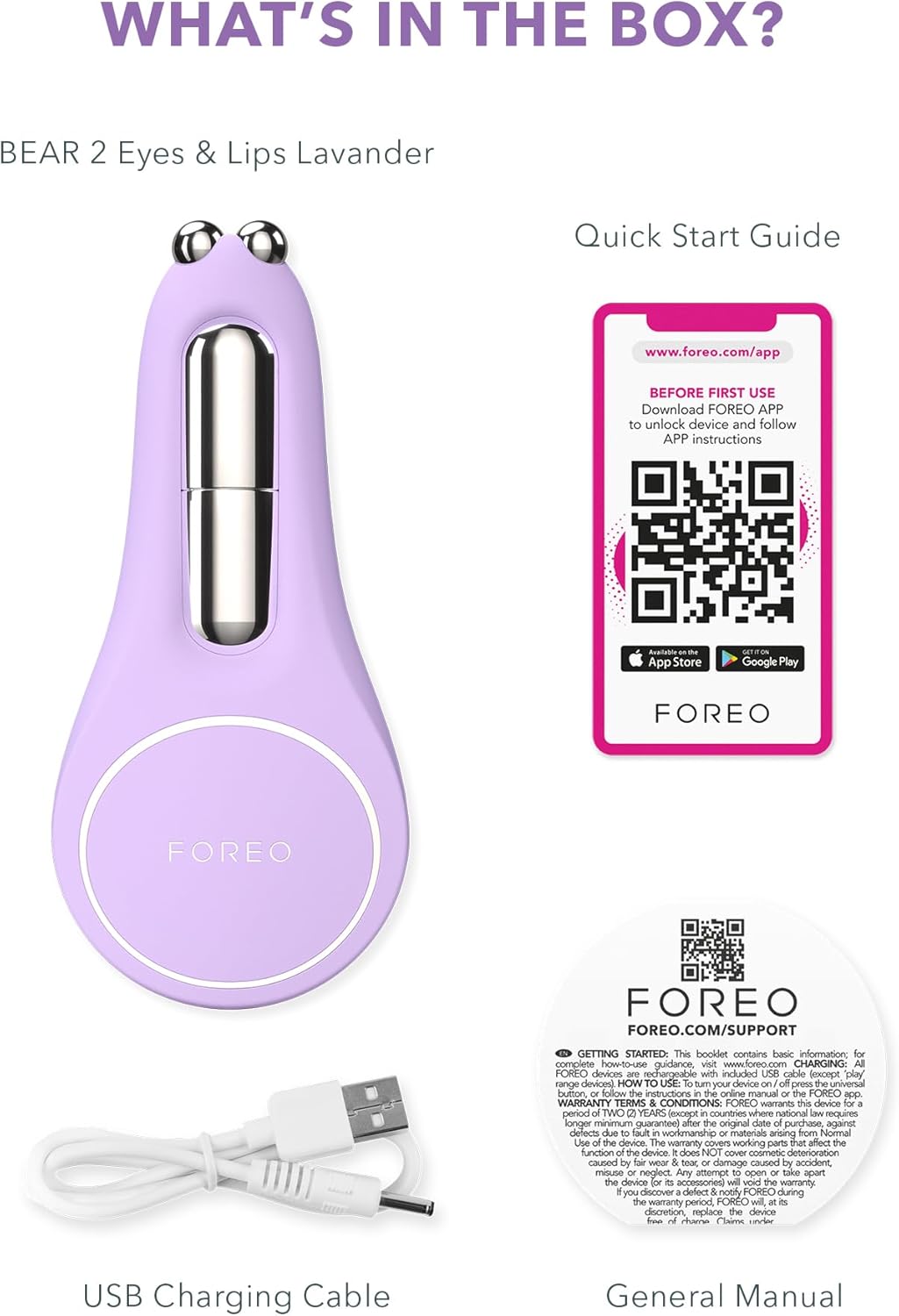Thumbnail 5 de FOREO BEAR 2 Eyes & Lips – appareil anti-rides à micro-courant, yeux et lèvres (Lavender)