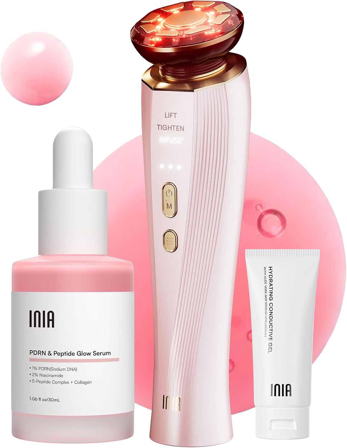 Detalle de INIA FLARE 3-in-1 Microcurrent Facial Device with Red Light, Heat & Vibration