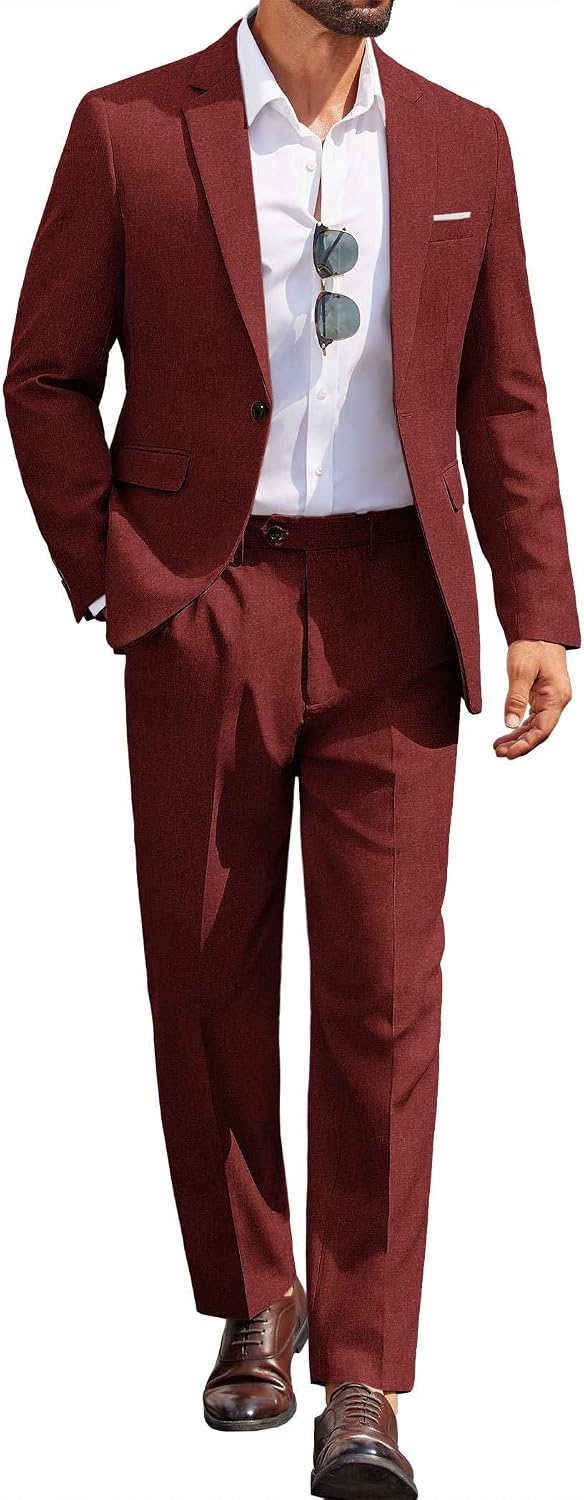 Thumbnail 6 de COOFANDY Classic Fit 2-Piece Suit Set: One-Button Blazer + Trousers for Weddings, Business, and Everyday Wear