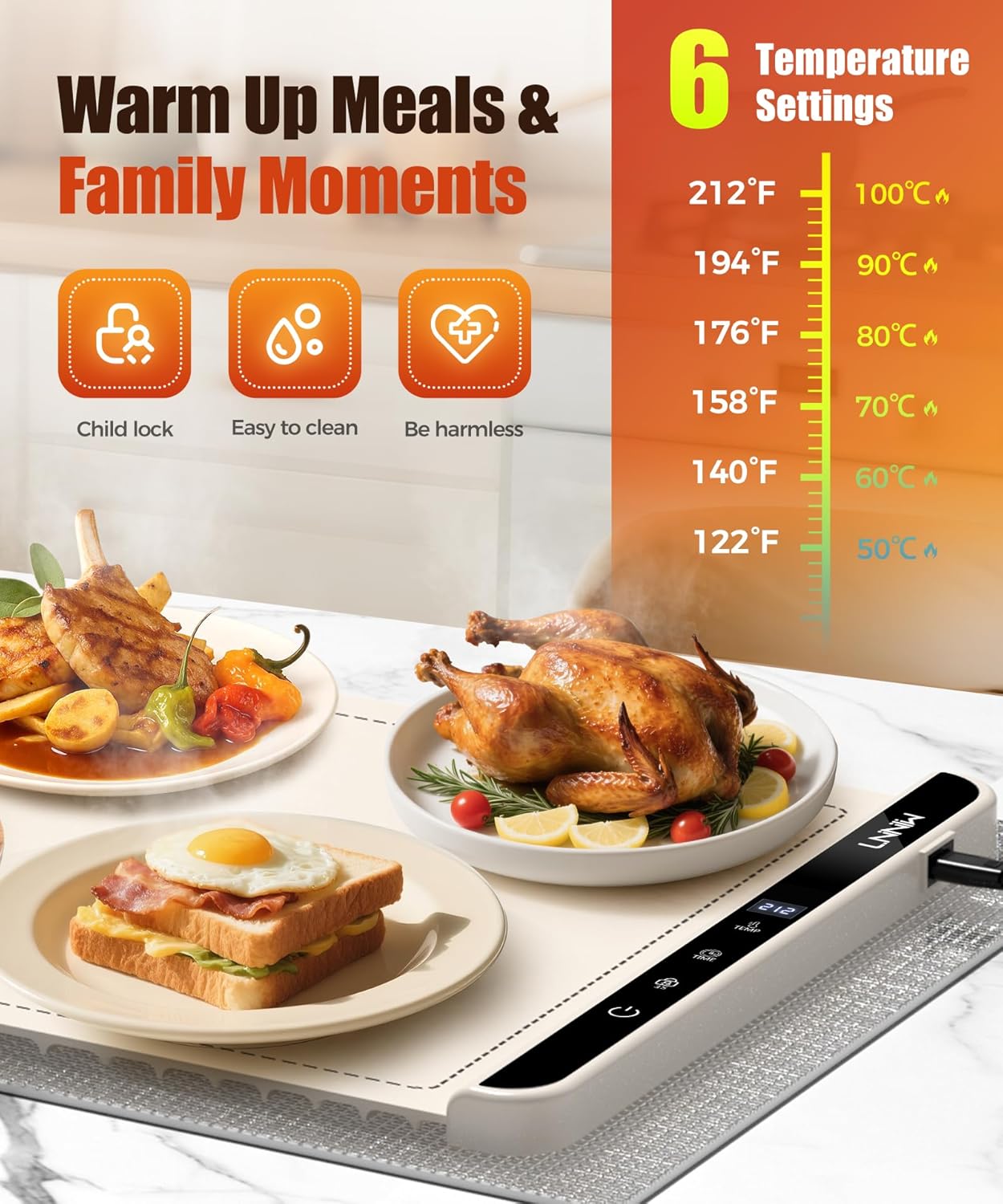 Detalle de Extra Large Warming Mat 36 x 15 in 🍽