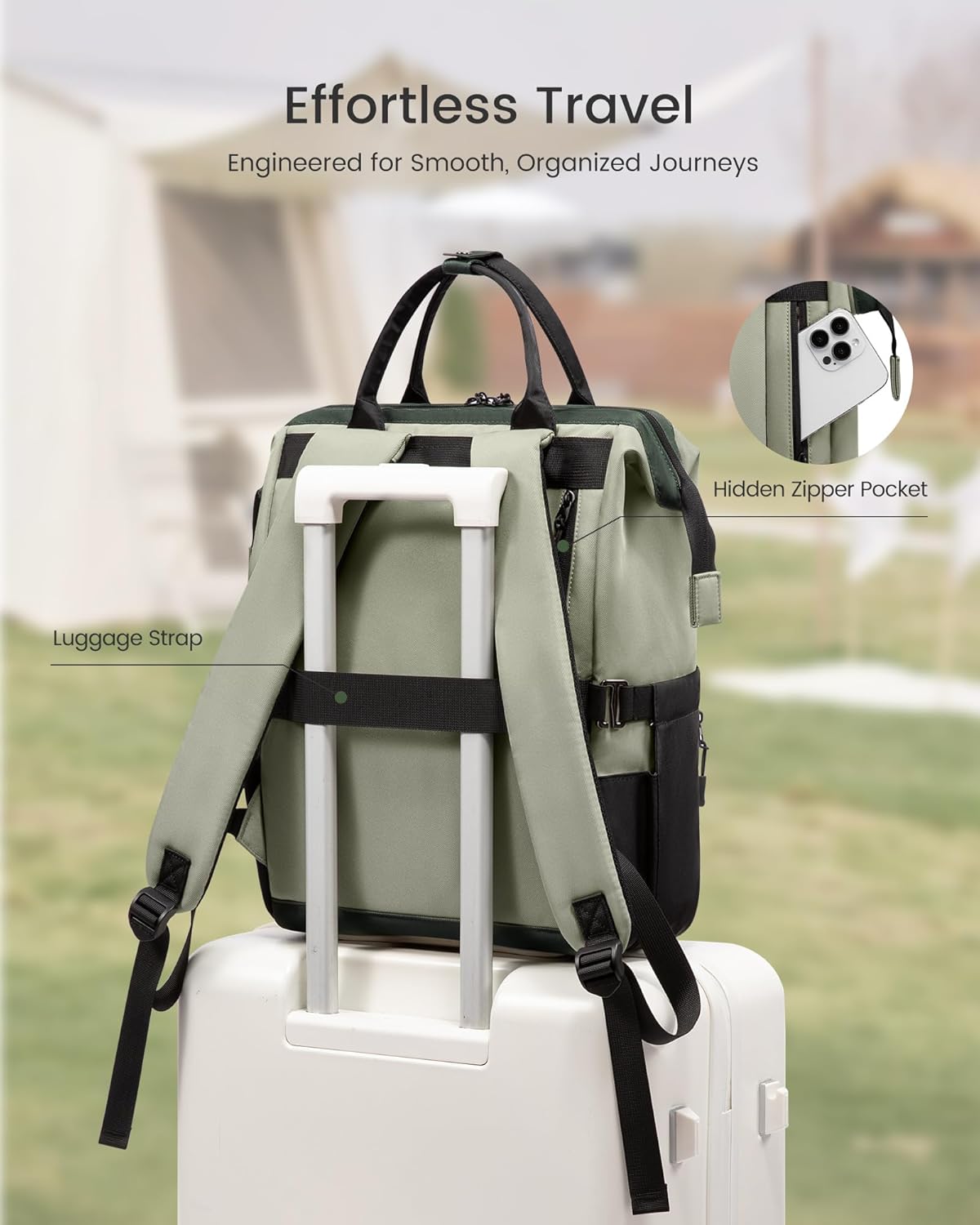 Detalle 2 de LOVEVOOK Damen-Rucksack für 15,6-Zoll-Laptops – eleganter City- & Schulrucksack mit Organizer