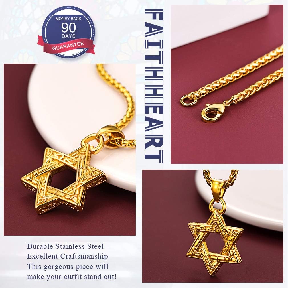 Thumbnail 3 de FaithHeart Stella di David Collana Uomo Argento 55+5 cm