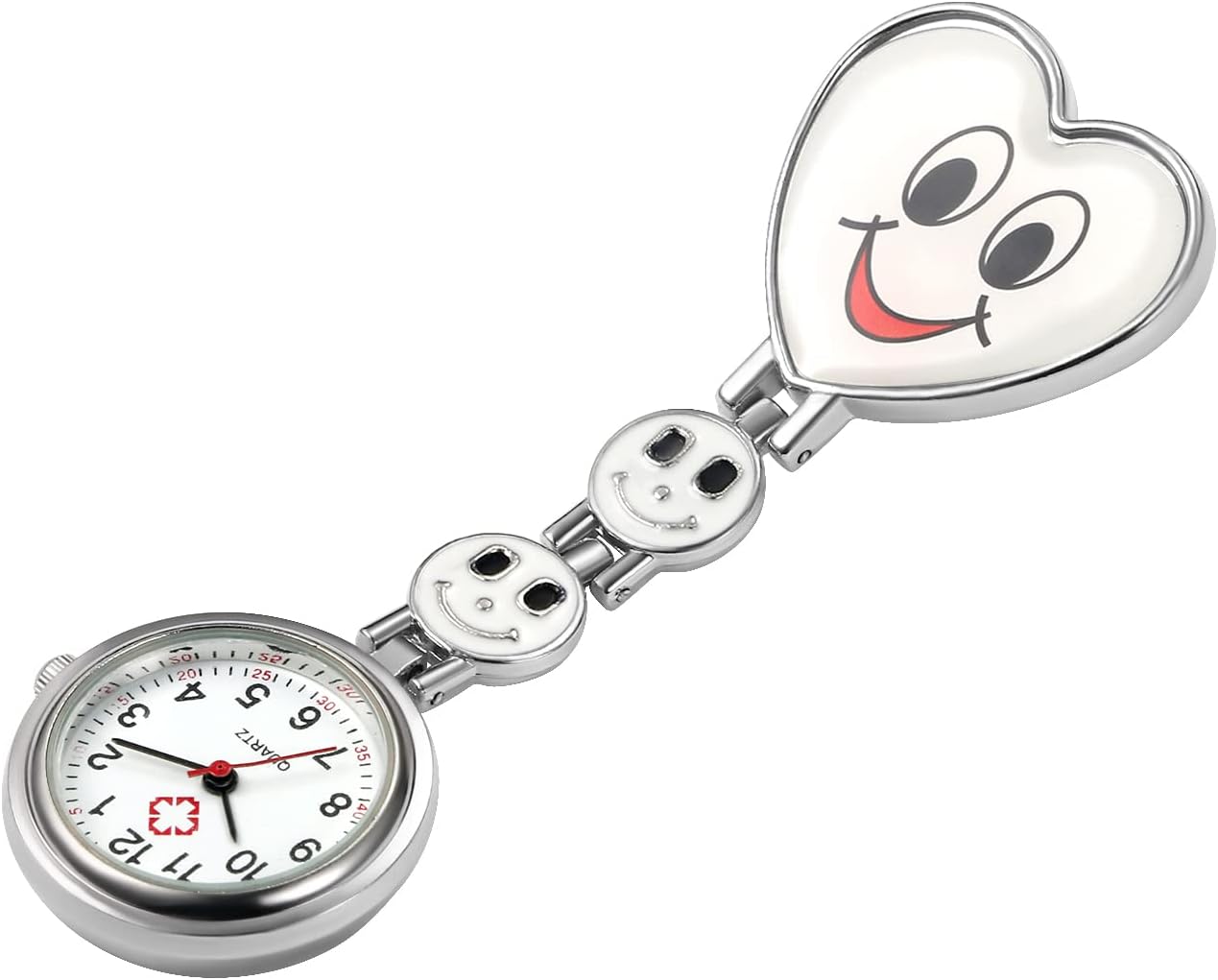 Detalle 2 de Avaner Krankenschwesteruhr mit herzförmigem Smile-Design – Quarzclip-Uhr für Kittel, unisex