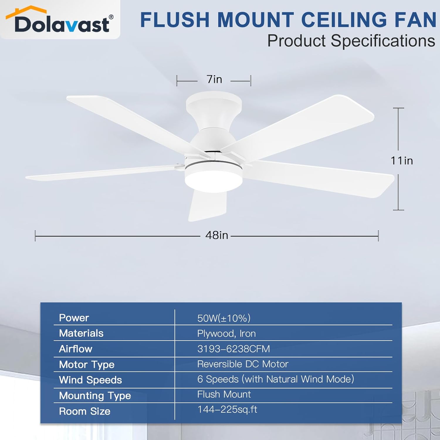 Thumbnail 6 de Dolavast 48-Inch Ceiling Fan with Lights and Remote