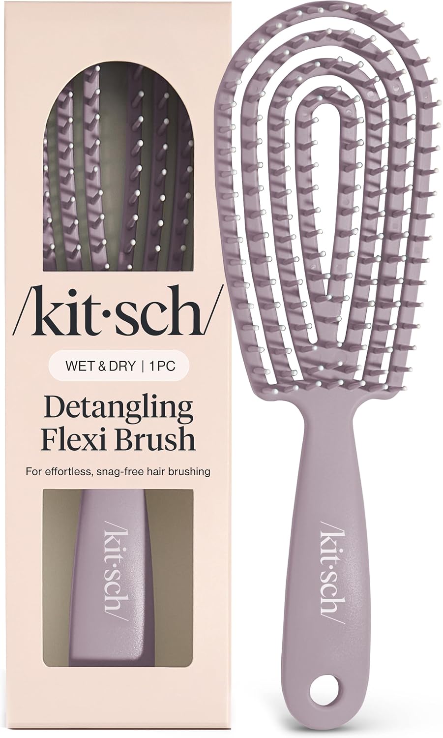 Detalle de Kitsch Detangle Hair Brush – Flexi Flow Detangling Brush for Curly Hair (Soft Violet)