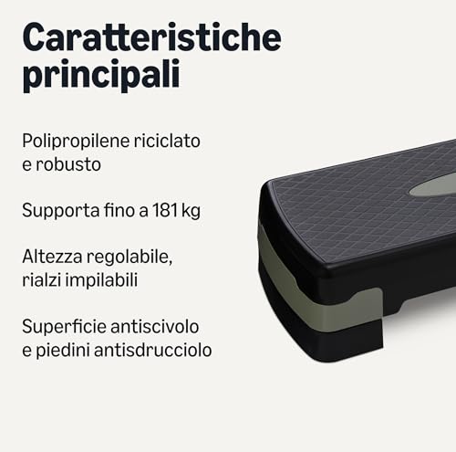 Detalle 2 de Amazon Basics Pedana Step per Aerobica – Stepper regolabile da 68 cm, robusta e sostenibile