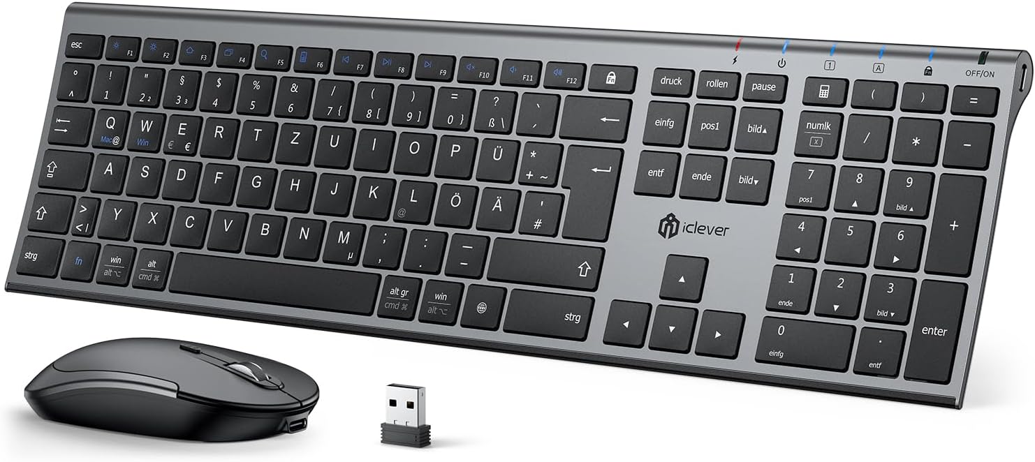 Thumbnail 6 de iClever kabellose Tastatur und Maus Set (2,4G, USB‑C wiederaufladbar) für Windows und Mac