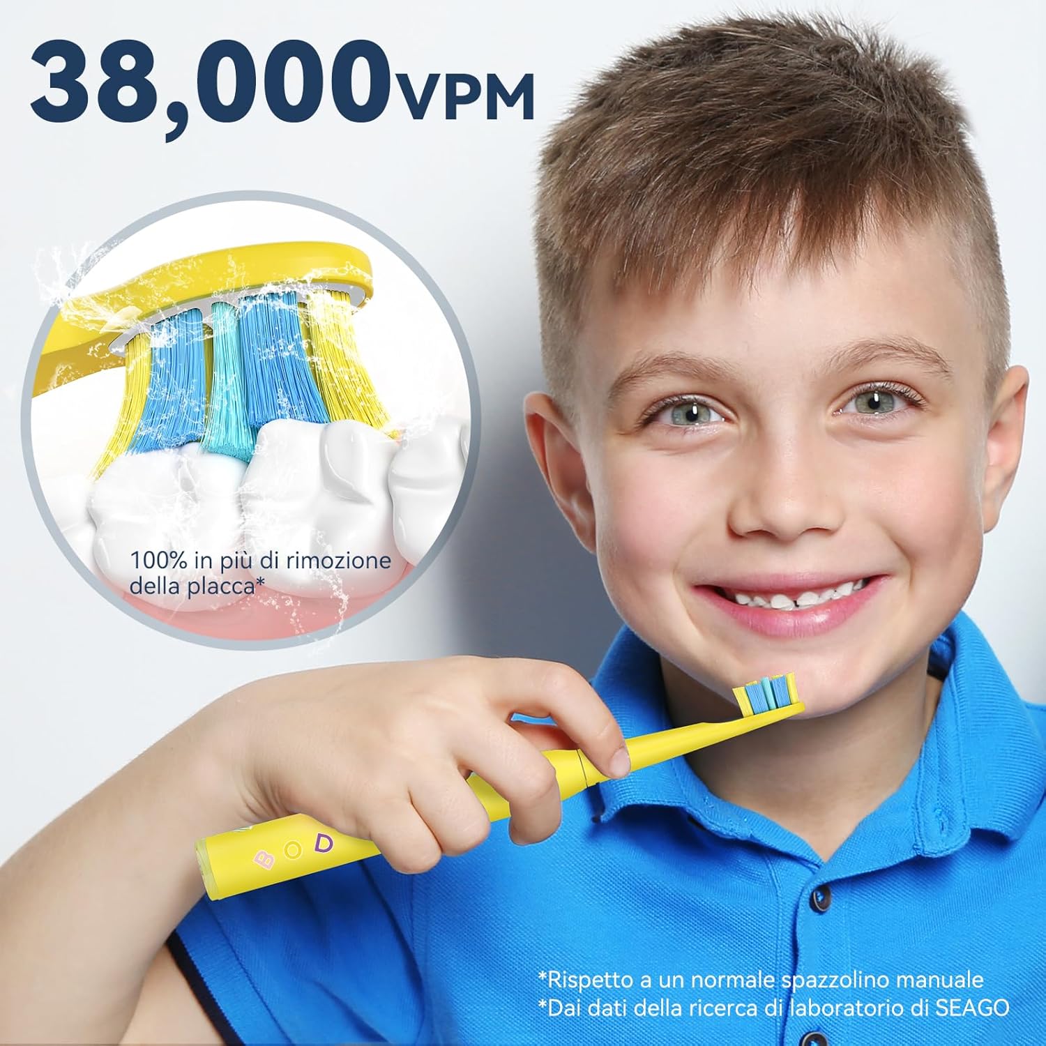 Thumbnail 3 de Seago spazzolino elettrico bambini 6-12 anni SG-2303 con timer da 2 minuti e 8 testine