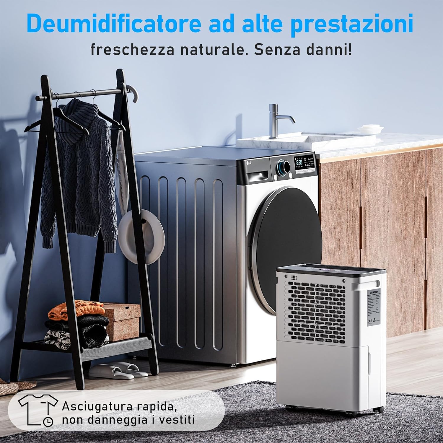 Detalle de OKYUK 12L Luftentfeuchter mit digitaler Luftfeuchtigkeitsanzeige – leise, flexibel, 30 m²