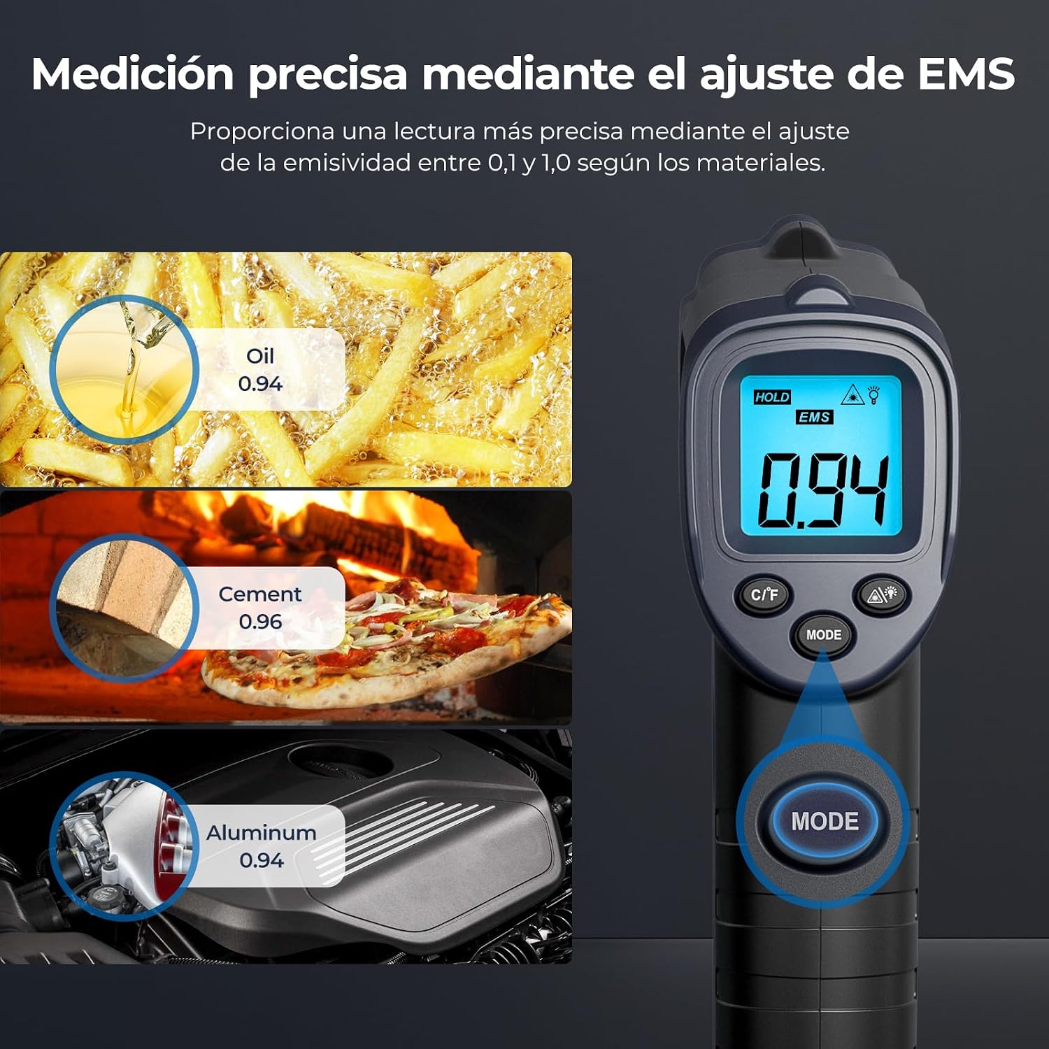 Detalle 1 de ERICKHILL Termómetro infrarrojo -50 a 600 ℃