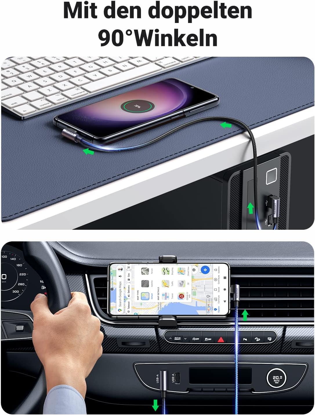 Thumbnail 3 de UGREEN USB C Ladekabel Winkel 2m