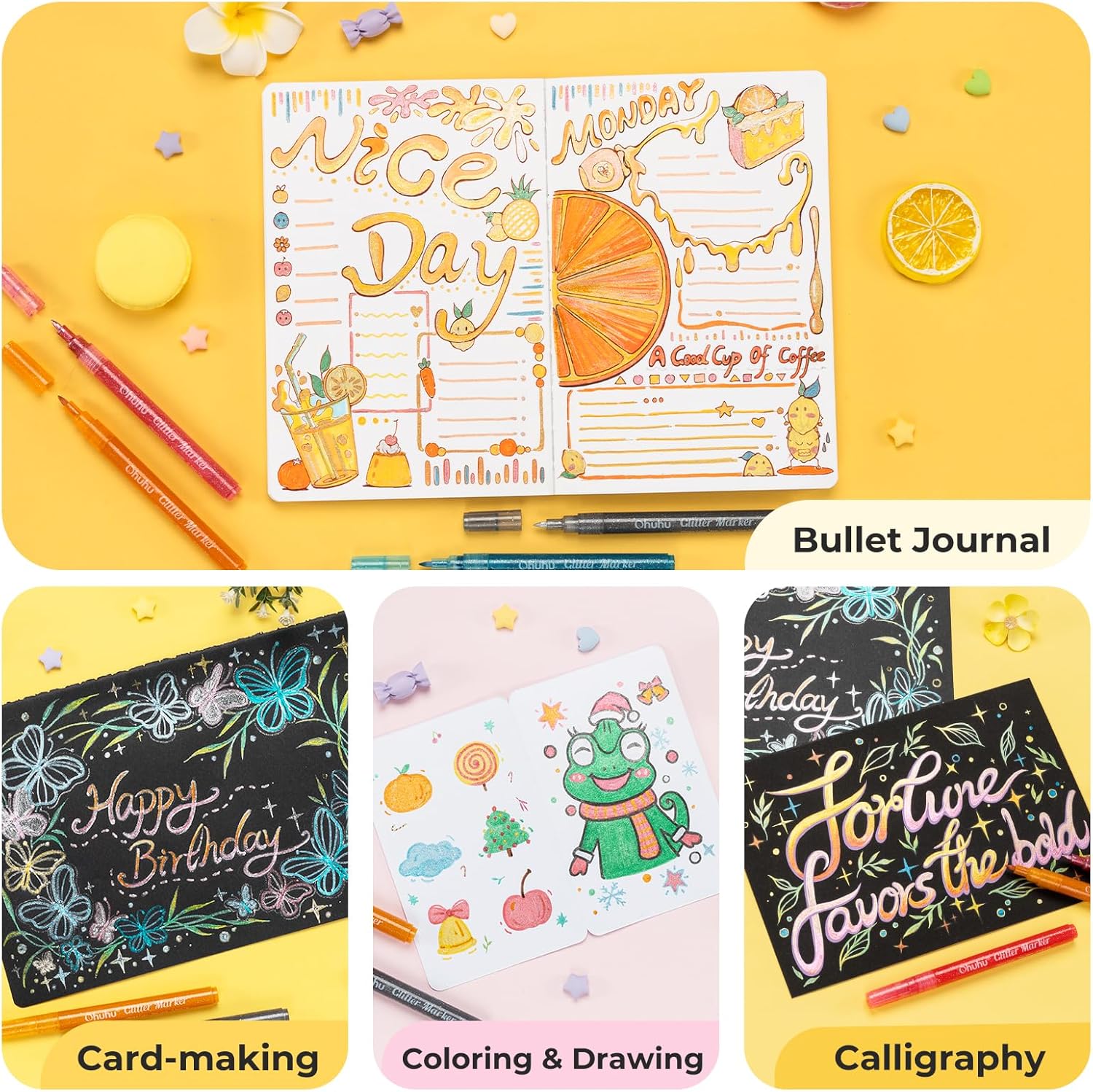 Thumbnail 5 de Glitzerstifte 12 Farben von Ohuhu – 0,7 mm wasserbasierte Glitzerstifte für kreative Projekte