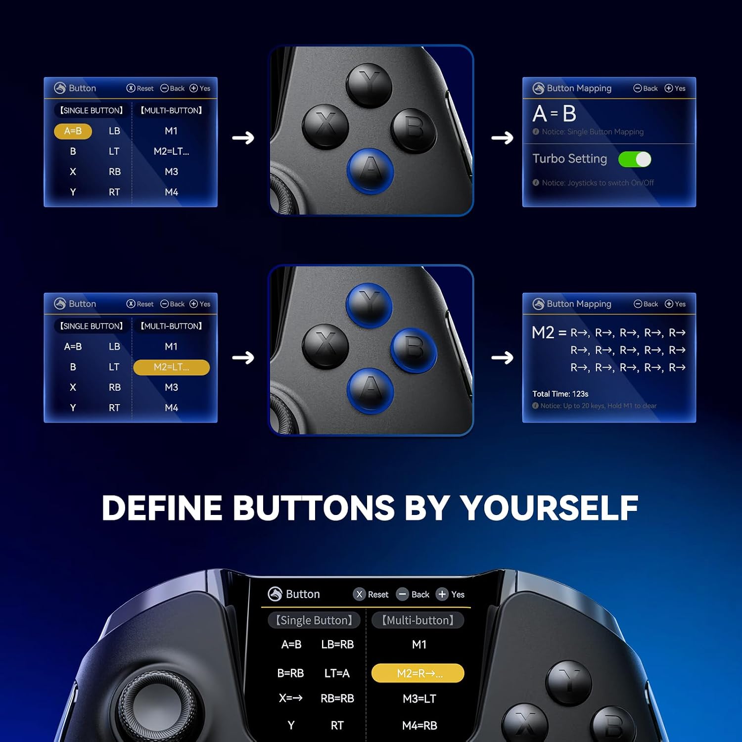 Thumbnail 3 de FIEHDUW ManbaOne interactive gaming controller (Hall Effect, LED, mapping buttons) for PC, Switch, iOS & Android