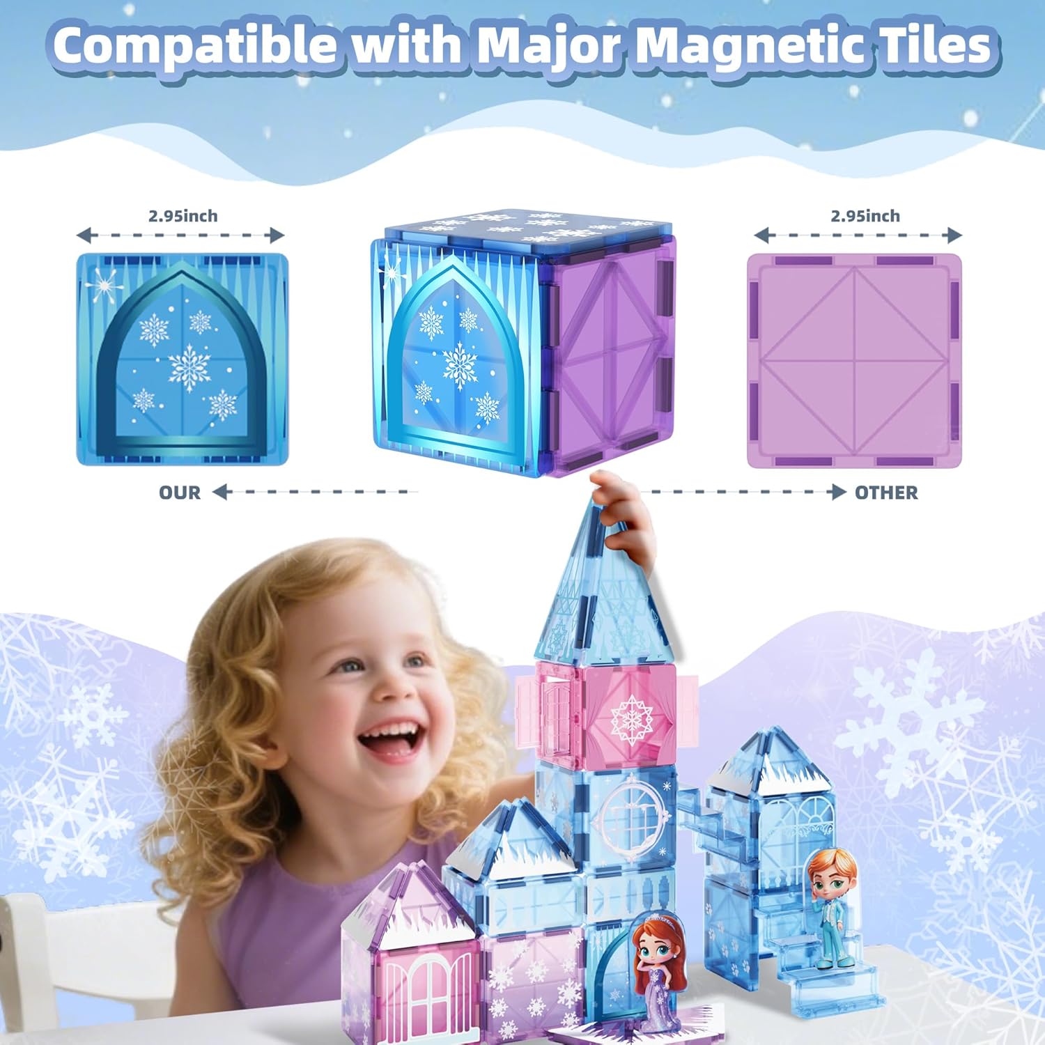 Detalle 2 de GobiDex Magnetic Building Blocks Princess Castle Set with 2 Dolls & Stairs