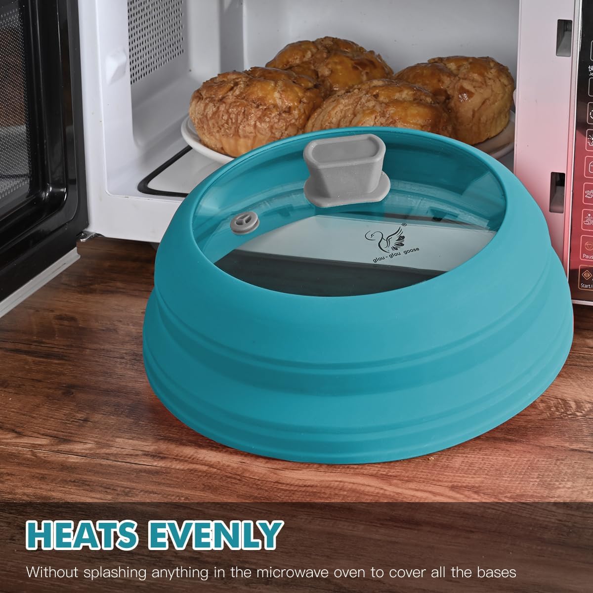 Thumbnail 3 de Microwave Splatter Cover Glass with Silicone Handle 10.8in