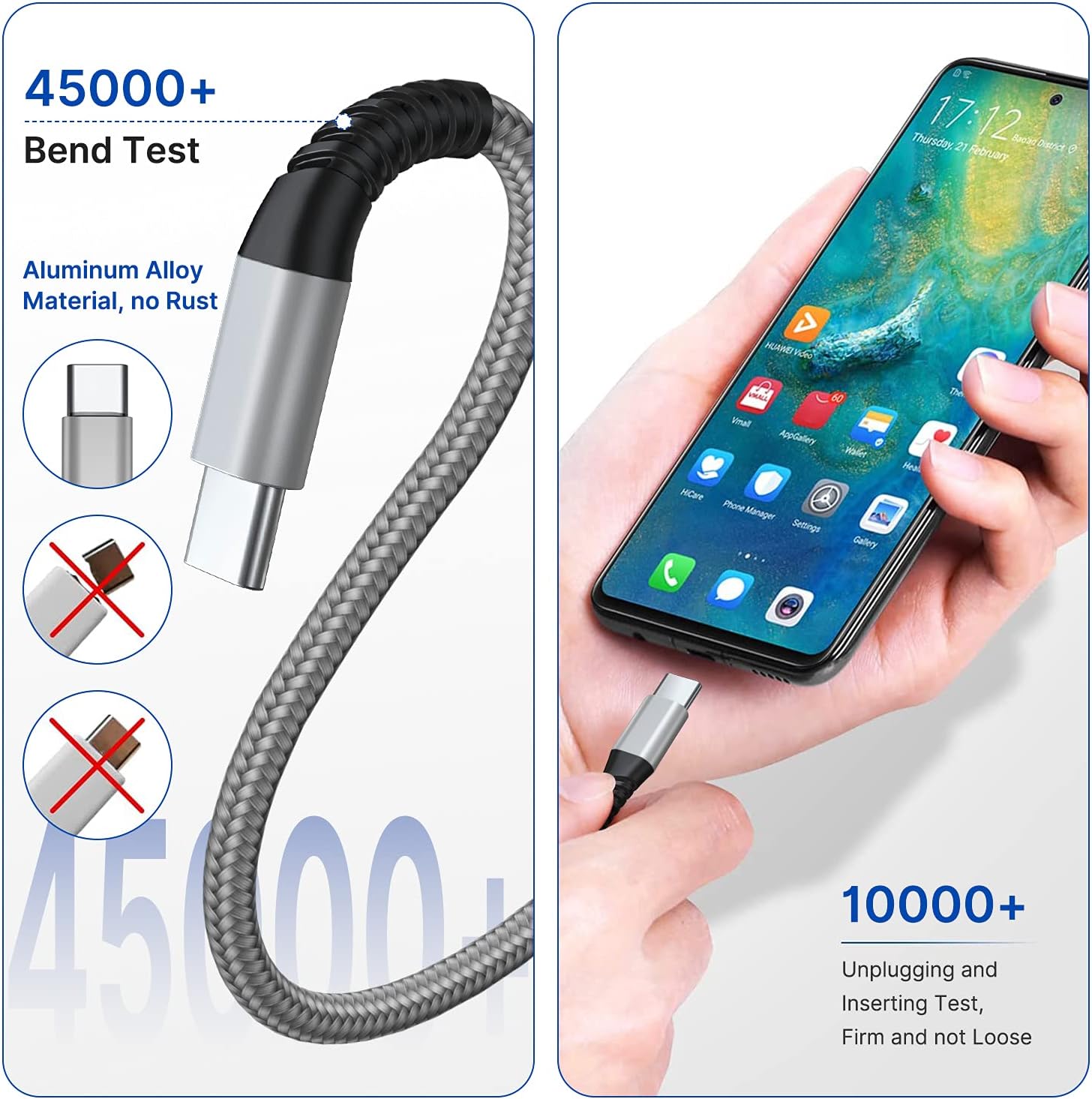 Thumbnail 4 de USB C Charger Cable 2m 3Pack for mobiles
