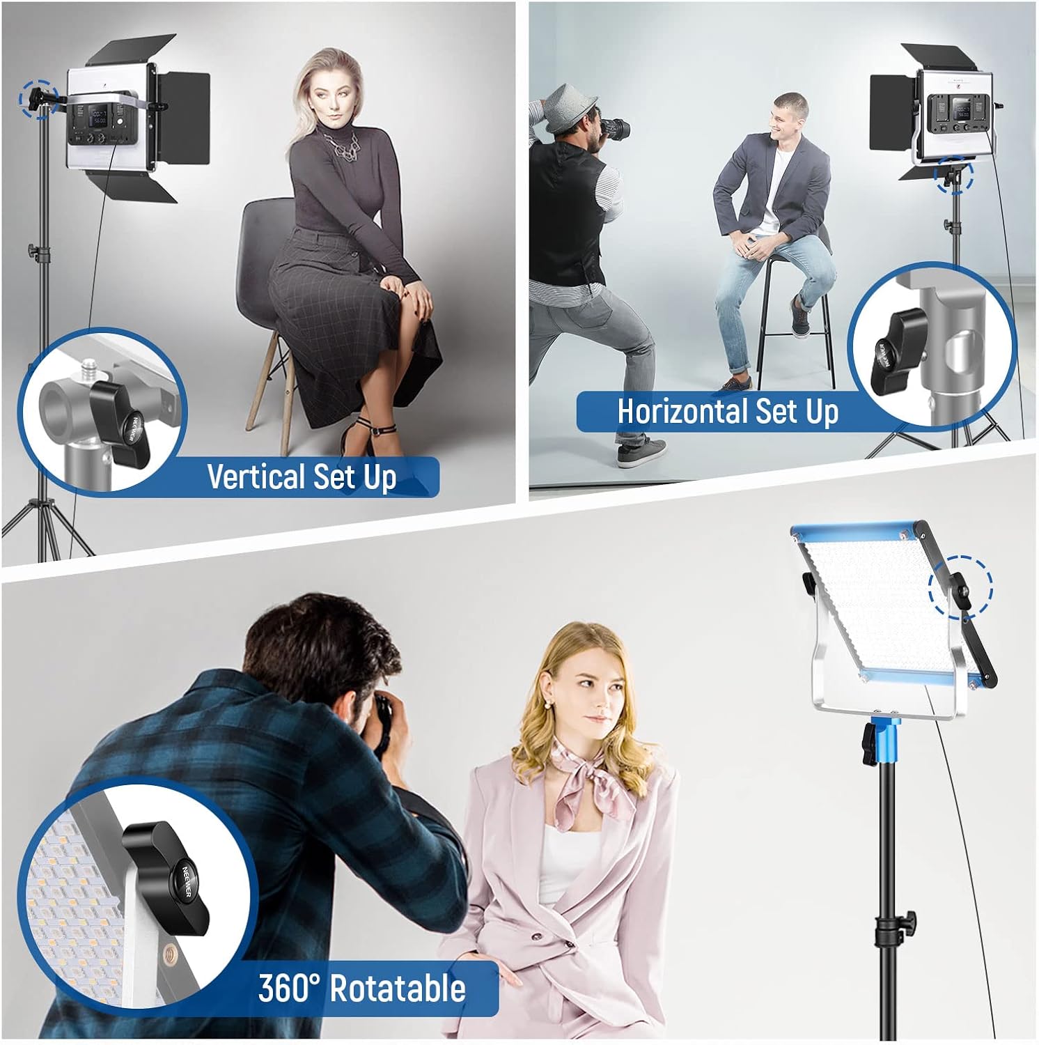 Thumbnail 6 de NEEWER 4 packs de boutons à vis en forme de T (adaptateur M6) pour panneaux LED bicolores/RVB