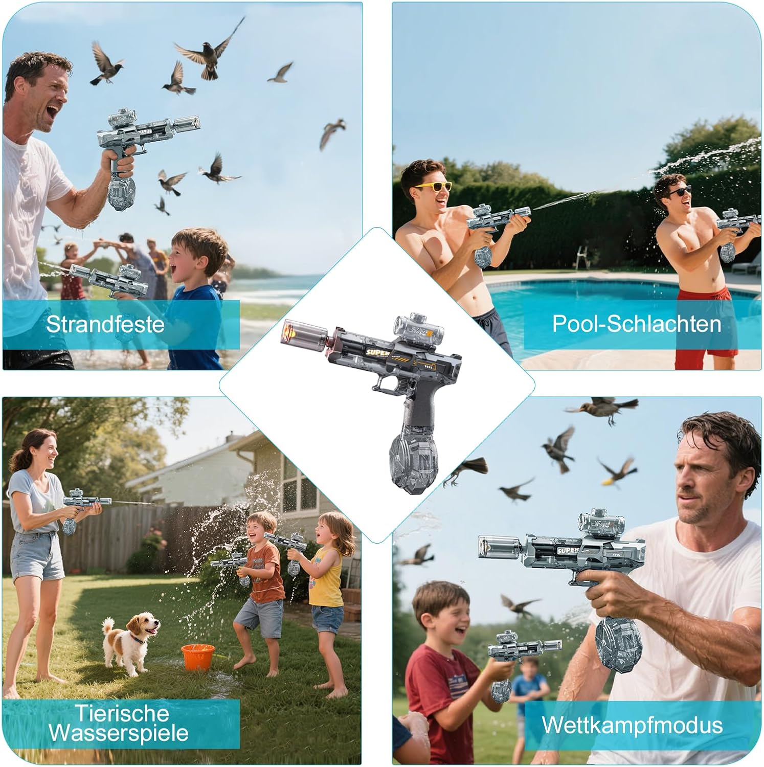 Thumbnail 1 de Elektrische Wasserpistole LED, Schwarz