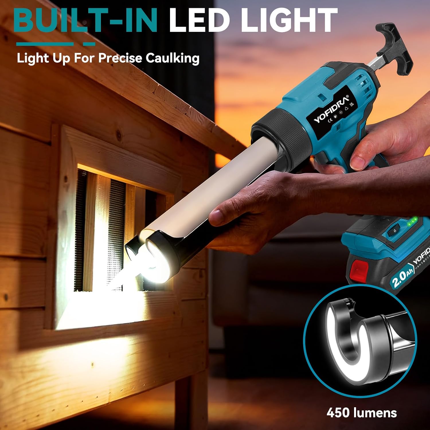 Detalle 1 de Yofidra elektrisk silikonfogpistol med 6 hastigheter och LED-belysning