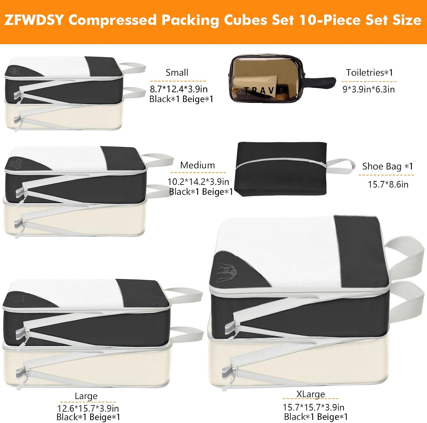 Detalle 2 de ZFWDSY Compression Packing Cubes 10 Sets