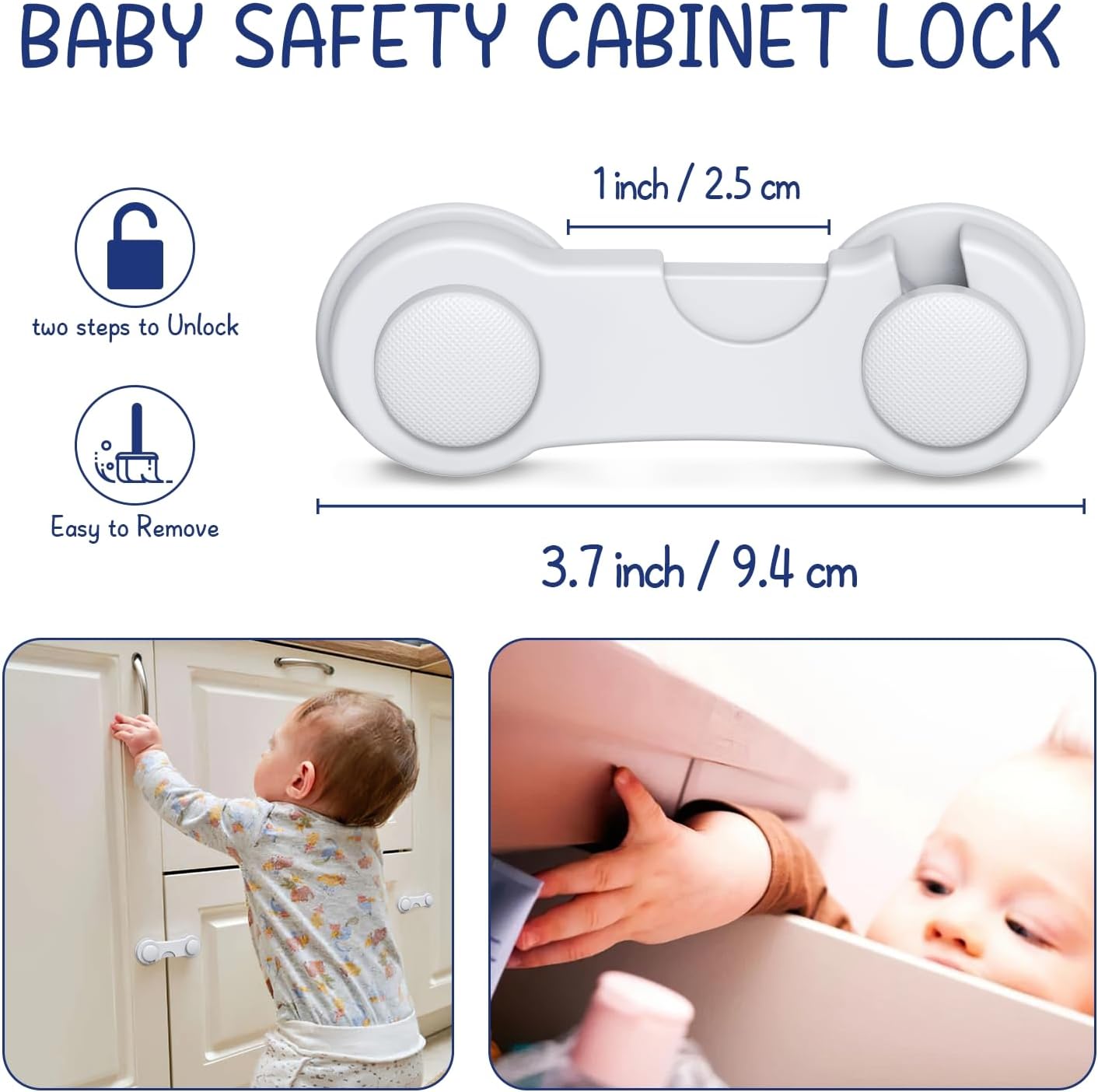 Thumbnail 1 de Septeamay Cupboard Locks for Children (8 Pack) – Strong Adhesive Child Safety Locks for Kitchen Cabinets & Drawers