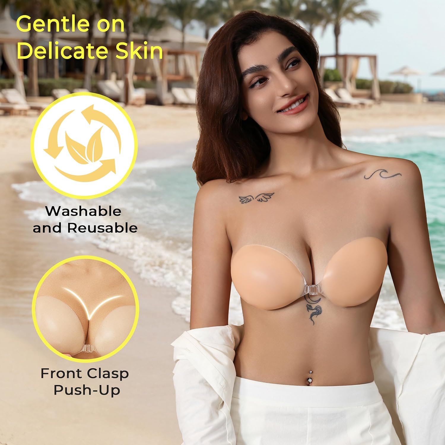 Thumbnail 3 de NuBrava Adhesive Bra Strapless Sticky Invisible Push Up Silicone Bra – Reusable for Backless Dresses