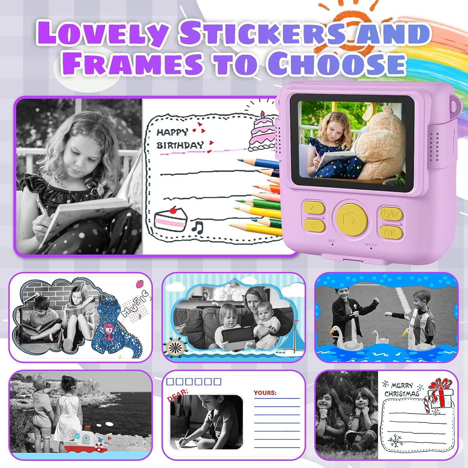 Detalle 2 de Instant Print Camera for Kids 1080P 32GB SD Card