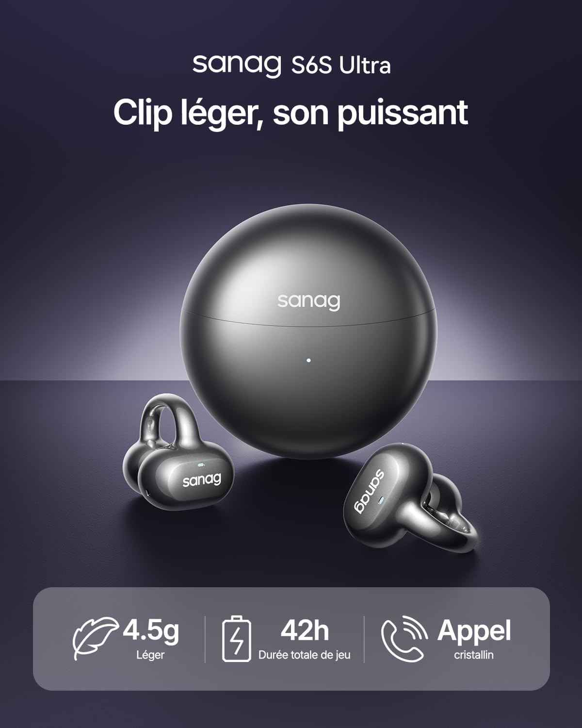 Thumbnail 1 de SANAG S6SUltra : écouteurs Bluetooth sport ouverts, 42 h d’autonomie (IP67) et connexion Bluetooth 6.0