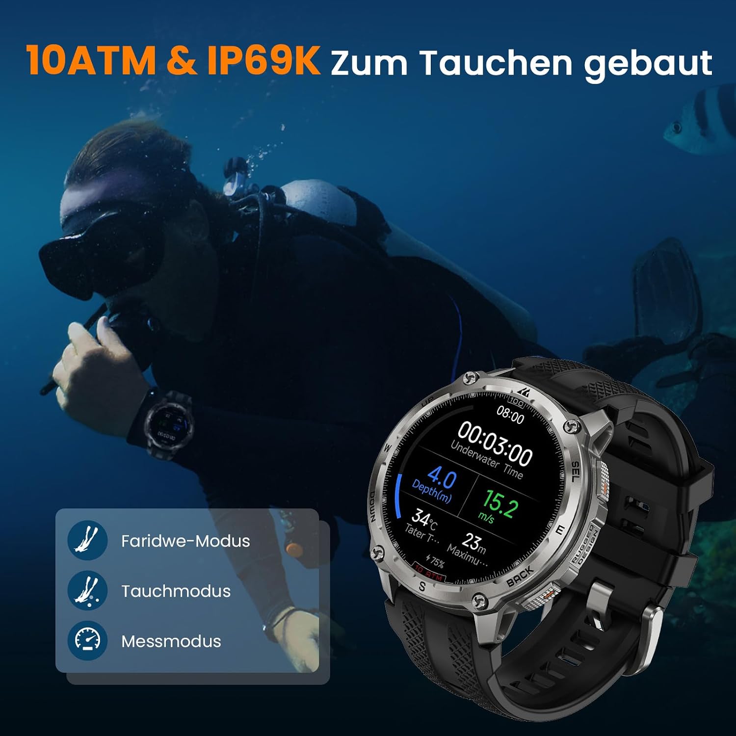 Detalle 2 de KOSPET Tank T4 1,43" GPS Smartwatch