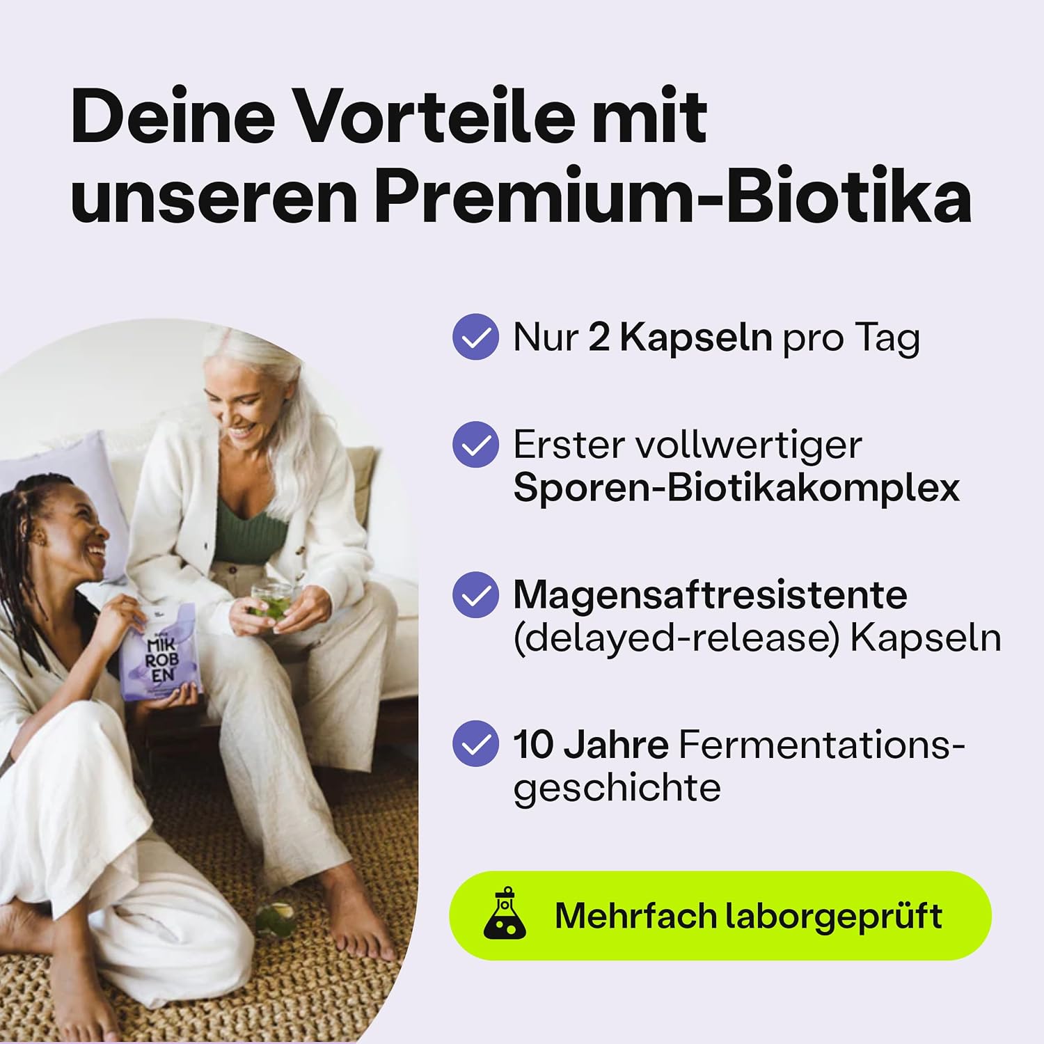 Detalle 2 de fairment SuperMikroben® Plus mit 3 Bakterienstämmen – Sporen-Biotik, B-Vitamine & Mineralien, 60 Kapseln