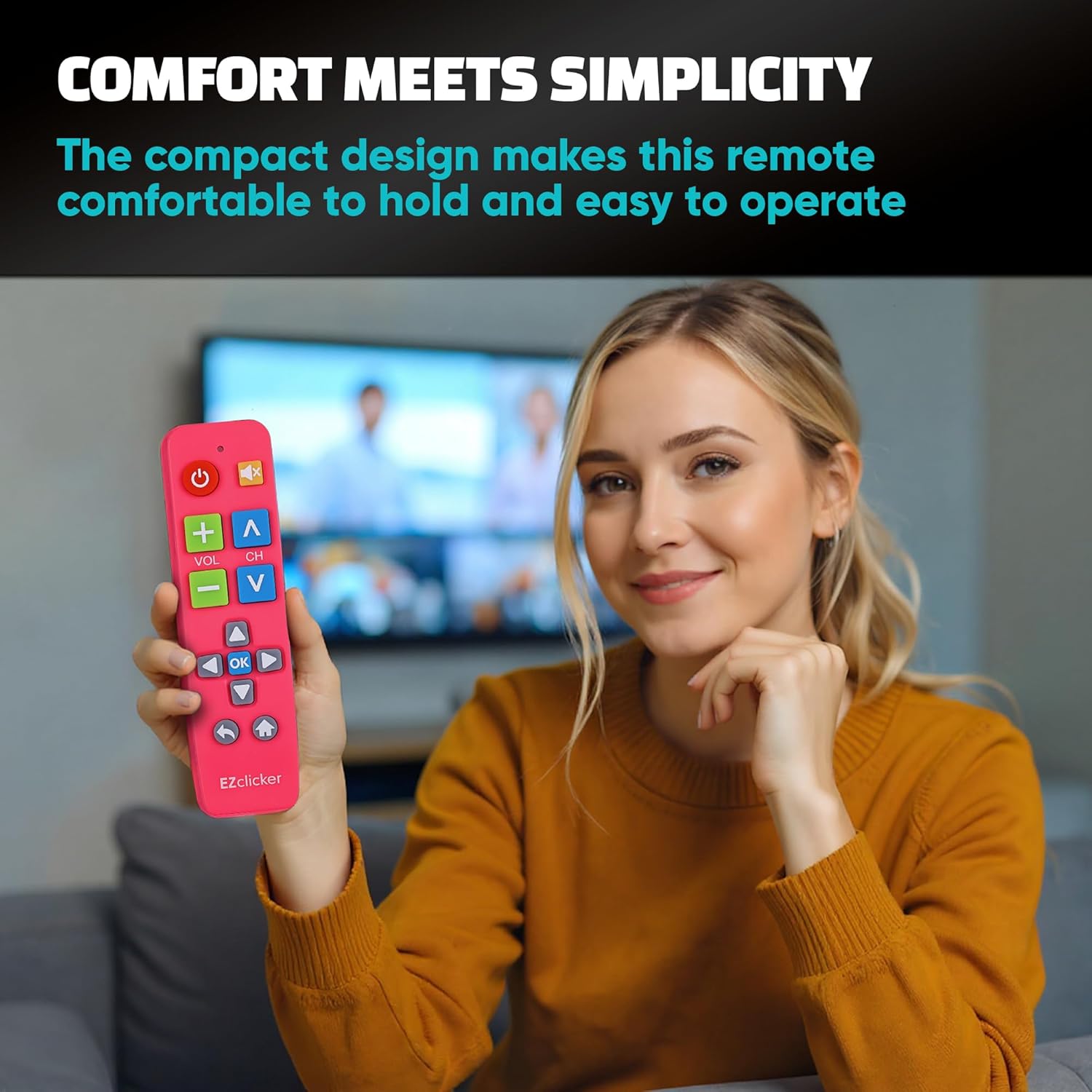 Thumbnail 5 de EZclicker Big Button Universal TV Remote (Pink) — Simple, Big-Button Control for Seniors