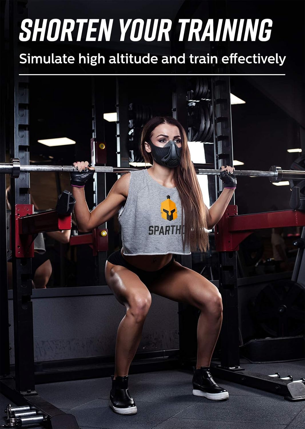 Detalle 2 de Sparthos High Altitude Mask (16 Breathing Levels) for Gym, Cardio, Running, Endurance & HIIT