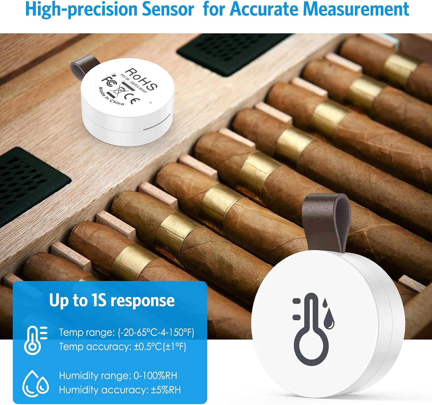 Detalle 2 de Brifit Mini Thermometer Hygrometer Bluetooth Hygrometer 2er-Pack 🌡