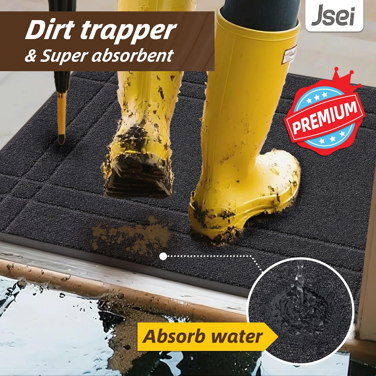 Thumbnail 2 de JSEI Tapis Anti-Salissures 50x80 Gris