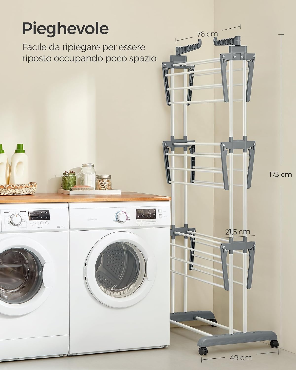 Detalle 2 de SONGMICS LLR701W01 stendibiancheria 35 kg