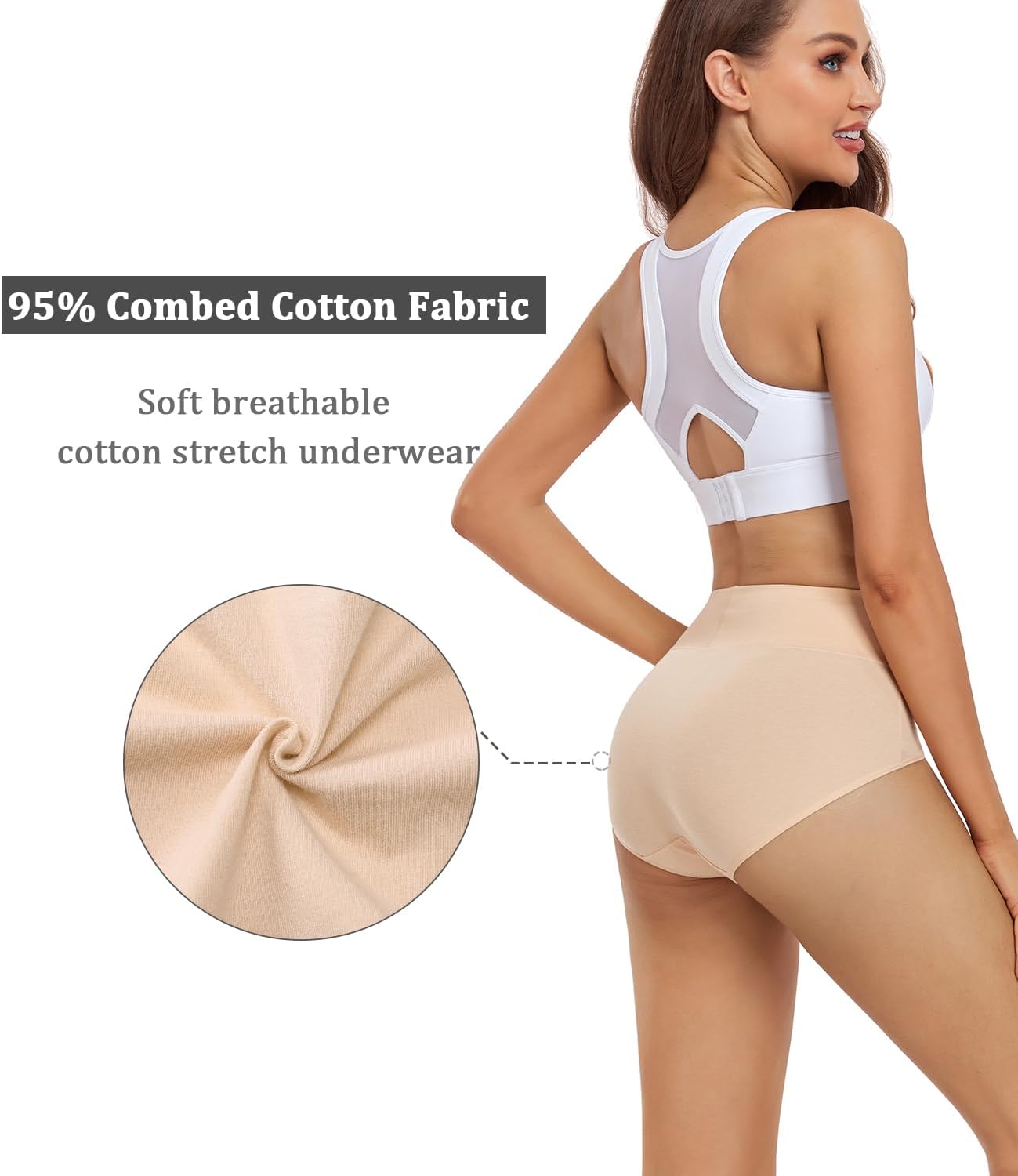 Thumbnail 2 de wirarpa Women’s Cotton High Waisted Underwear (4-Pack) — Regular & Plus Size, Full Coverage Briefs