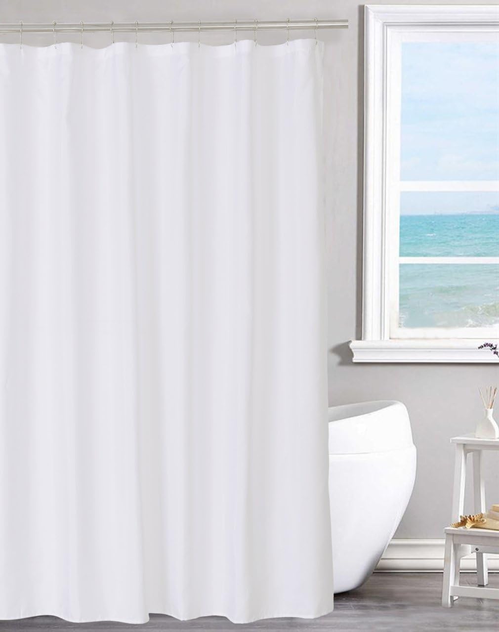 Detalle de N&Y HOME Fabric Shower Curtain Liner, 70 x 72-Inch Polyester with Magnets