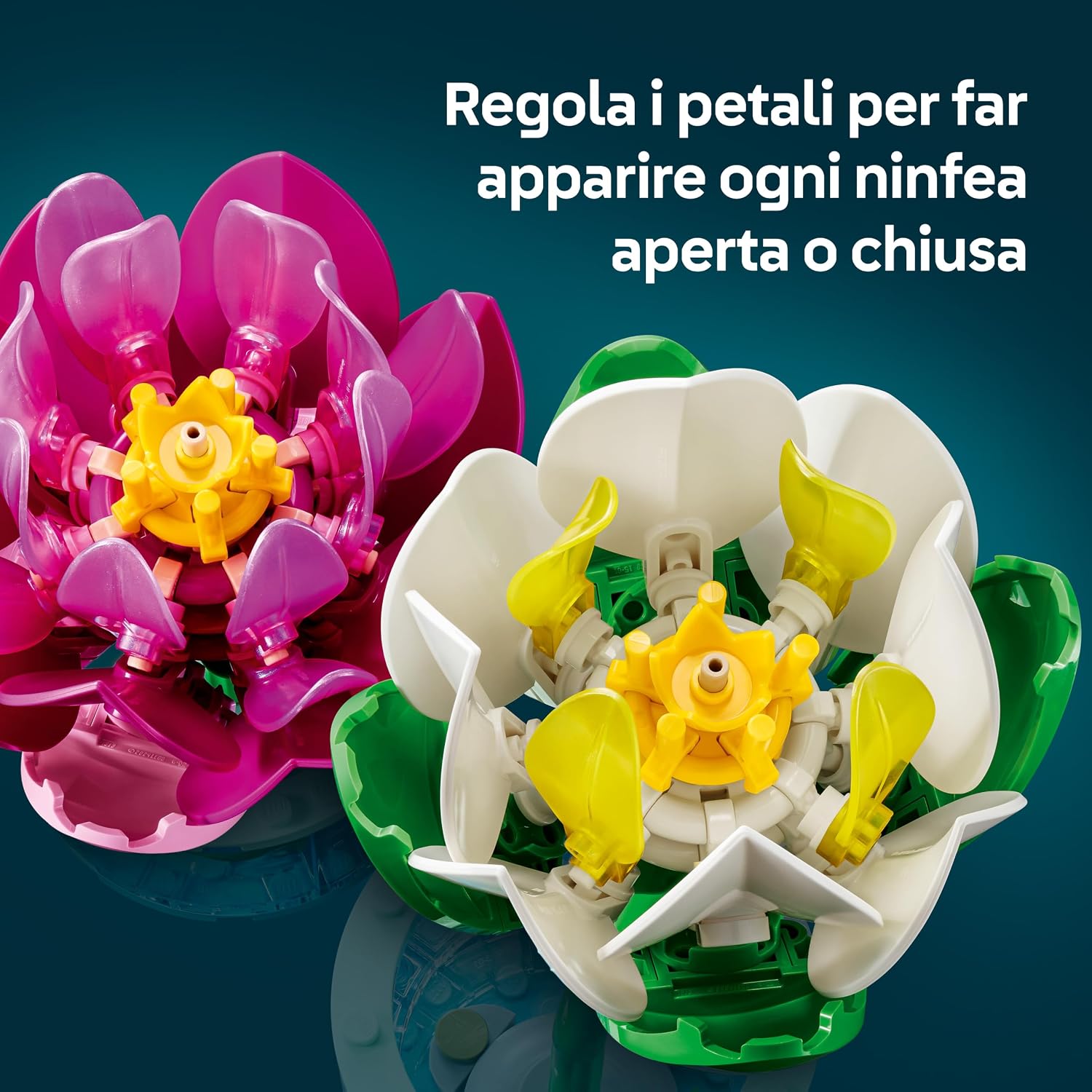 Detalle de LEGO Botanicals Ninfee - Set di Piante Artificiali con Fiori Finti in 2 Vasi Trasparenti (11511)