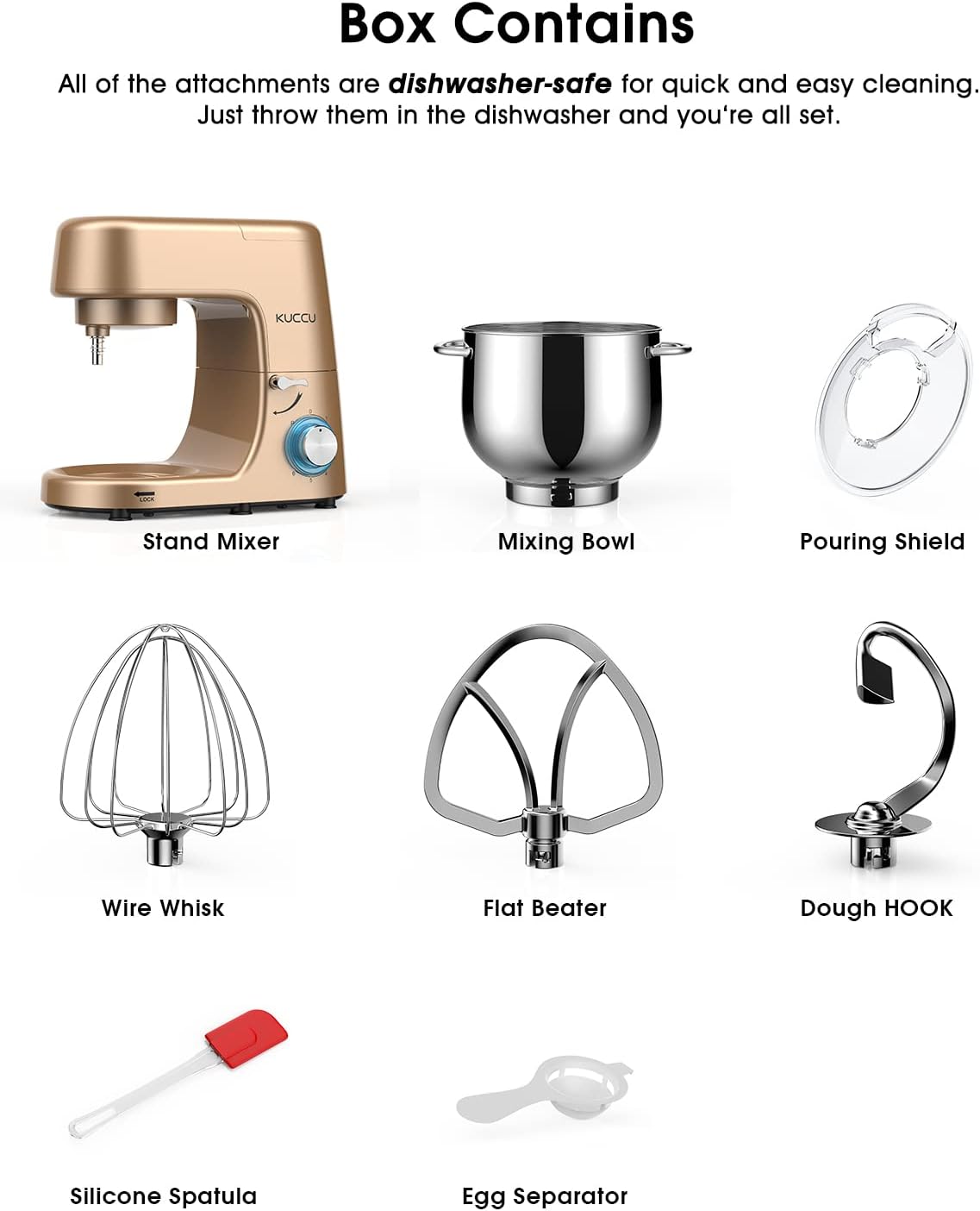 Thumbnail 6 de KUCCU SM-1508 Stand Mixer, 9.5 QT Bowl, 660W, 6 Speeds with Pulse
